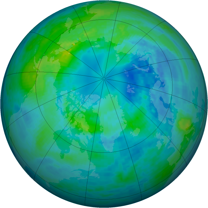 Arctic ozone map for 08 October 1994